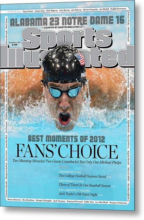 Magazine Cover Metal Print featuring the photograph The Moments Of 2012 Michael Phelps Sports Illustrated Cover by Sports Illustrated