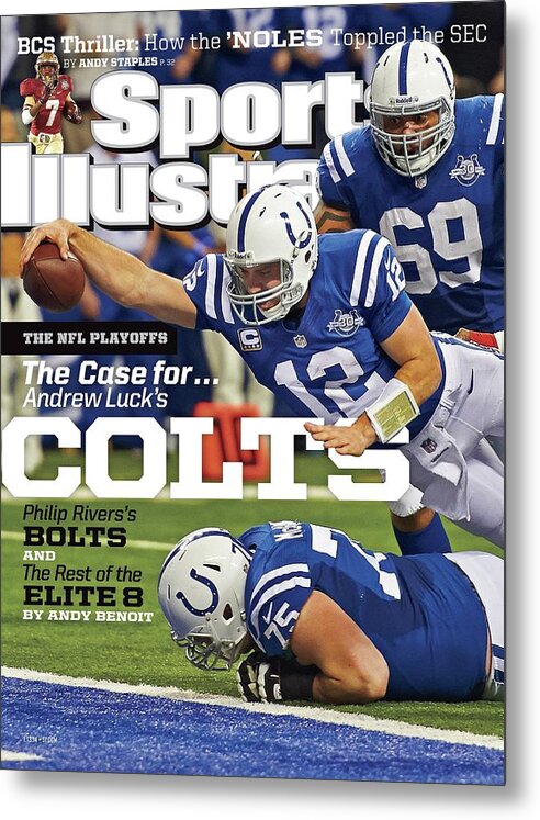 Magazine Cover Metal Print featuring the photograph The Nfl Playoffs The Case For . . . Andrew Lucks Colts Sports Illustrated Cover by Sports Illustrated