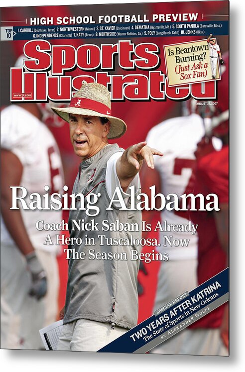 Magazine Cover Metal Print featuring the photograph University Of Alabama Coach Nick Saban Sports Illustrated Cover by Sports Illustrated