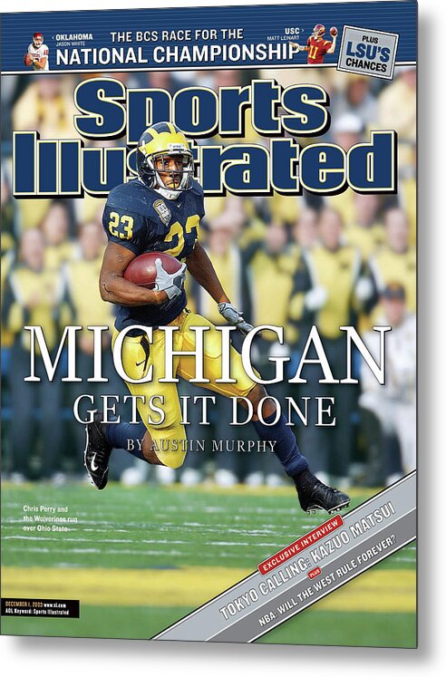 Magazine Cover Metal Print featuring the photograph University Of Michigan Chris Perry Sports Illustrated Cover by Sports Illustrated