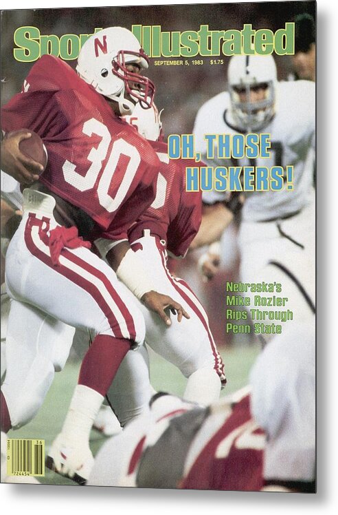 1980-1989 Metal Print featuring the photograph University Of Nebraska Mike Rozier, 1983 Kickoff Classic Sports Illustrated Cover by Sports Illustrated