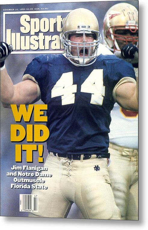 Magazine Cover Metal Print featuring the photograph University Of Notre Dame Jim Flanigan Sports Illustrated Cover by Sports Illustrated