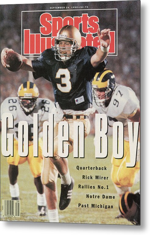 Scoring Metal Print featuring the photograph University Of Notre Dame Qb Rick Mirer Sports Illustrated Cover by Sports Illustrated