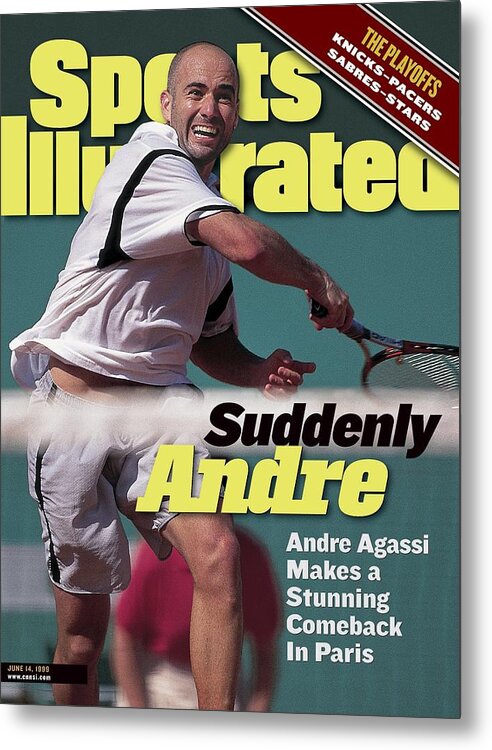 Tennis Metal Print featuring the photograph Usa Andre Agassi, 1999 French Open Sports Illustrated Cover by Sports Illustrated