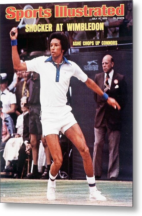 Magazine Cover Metal Print featuring the photograph Usa Arthur Ashe, 1975 Wimbledon Sports Illustrated Cover by Sports Illustrated
