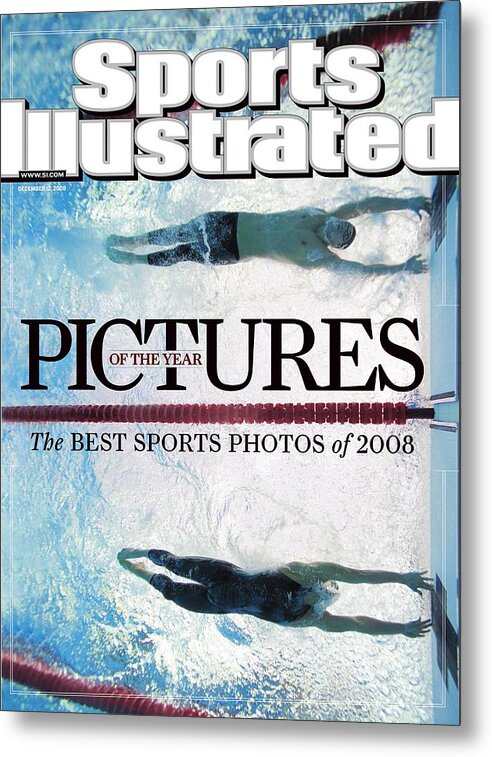 Underwater Metal Print featuring the photograph Usa Michael Phelps And Serbia Milorad Cavic, 2008 Summer Sports Illustrated Cover by Sports Illustrated