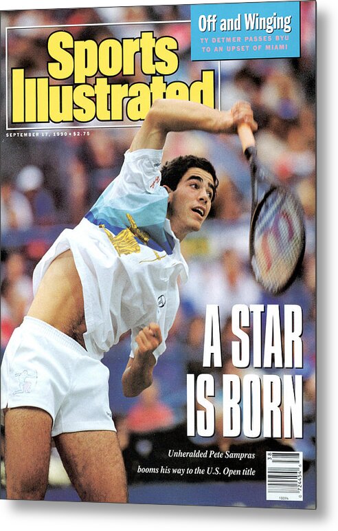Magazine Cover Metal Print featuring the photograph Usa Pete Sampras, 1990 Us Open Sports Illustrated Cover by Sports Illustrated