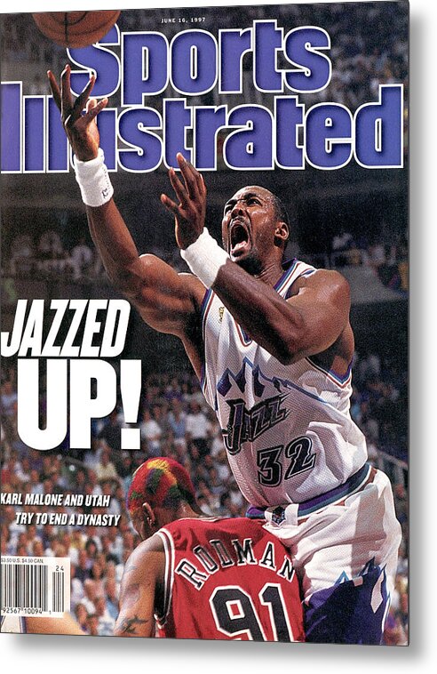 Chicago Bulls Metal Print featuring the photograph Utah Jazz Karl Malone, 1997 Nba Finals Sports Illustrated Cover by Sports Illustrated