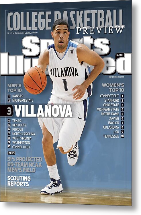 Sports Illustrated Metal Print featuring the photograph Villanova University Scottie Reynolds, 2008 Jimmy V Classic Sports Illustrated Cover by Sports Illustrated