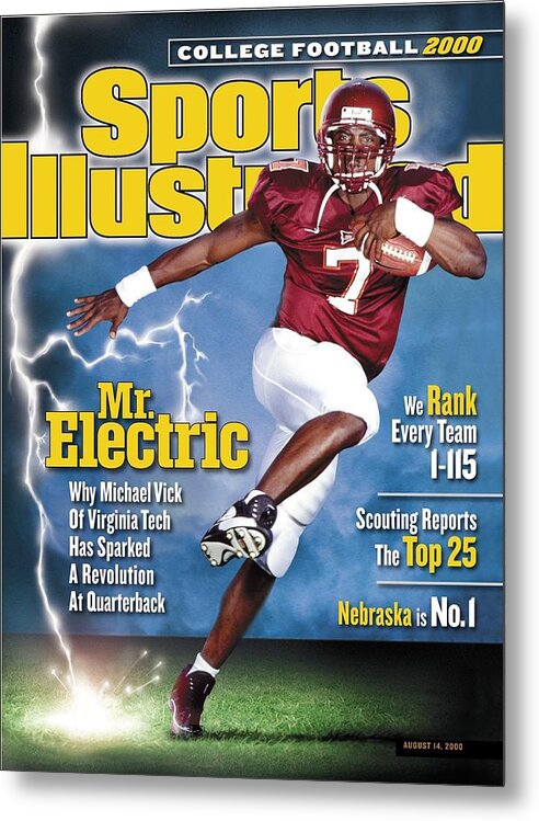 Sports Illustrated Metal Print featuring the photograph Virginia Tech Michael Vick Sports Illustrated Cover by Sports Illustrated