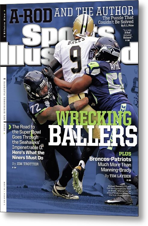 Magazine Cover Metal Print featuring the photograph Wrecking Ballers The Road To The Super Bowl Goes Through Sports Illustrated Cover by Sports Illustrated