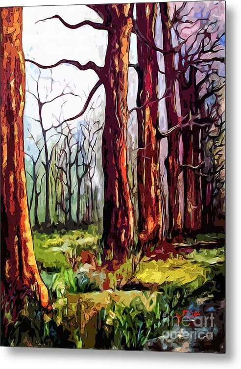 Trees Metal Print featuring the mixed media Modern Tree Landscape Portrait by Ginette Callaway