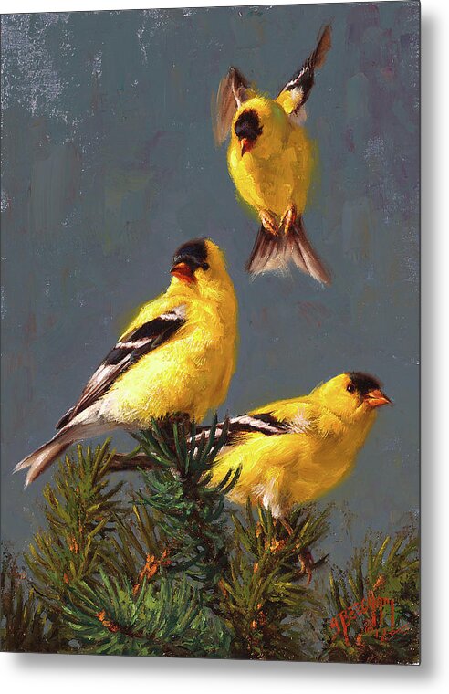 Bird Metal Print featuring the painting Rocky Mountain Gold by Greg Beecham