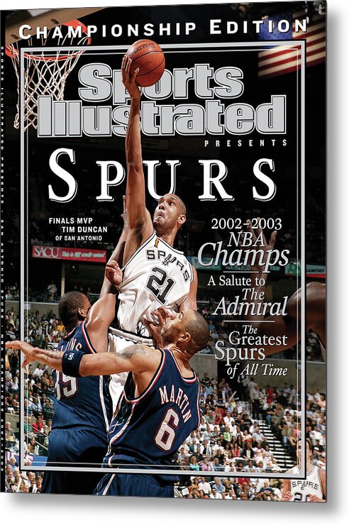 Kenyon Martin Metal Print featuring the photograph San Antonio Spurs Tim Duncan, 2003 Nba Finals Sports Illustrated Cover by Sports Illustrated