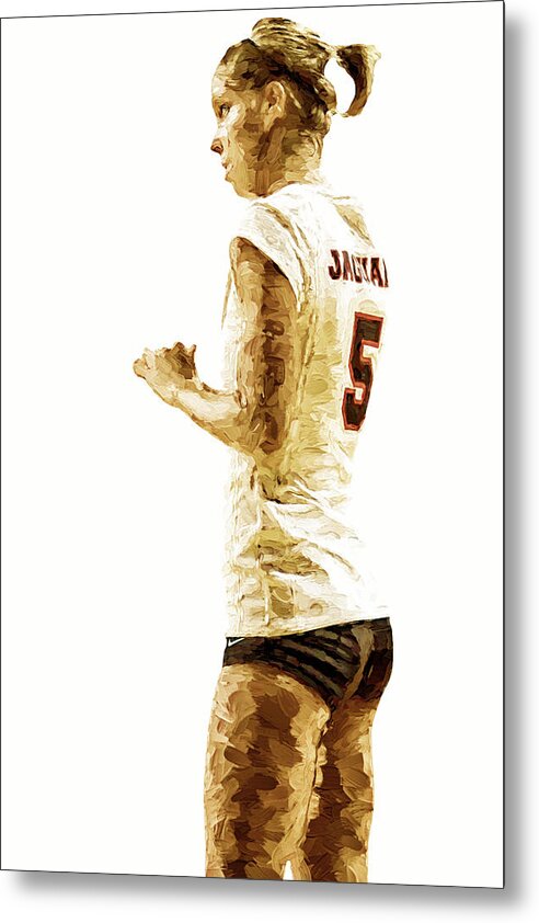 Volleyball Metal Print featuring the photograph IUPUI Volleyball Athlete Dana Gardner Digitally Painted by David Haskett II