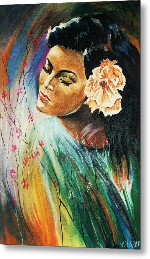 Portraits Metal Print featuring the painting South Sea Flower by Al Brown