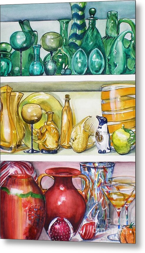 Still Life Metal Print featuring the painting On the Shelf by Jane Loveall