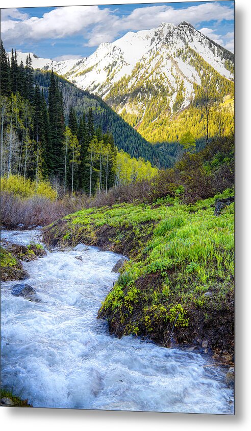 Wasatch Mountains Metal Print featuring the photograph Spring Snow Melt Wasatch Mountains Utah by Douglas Pulsipher