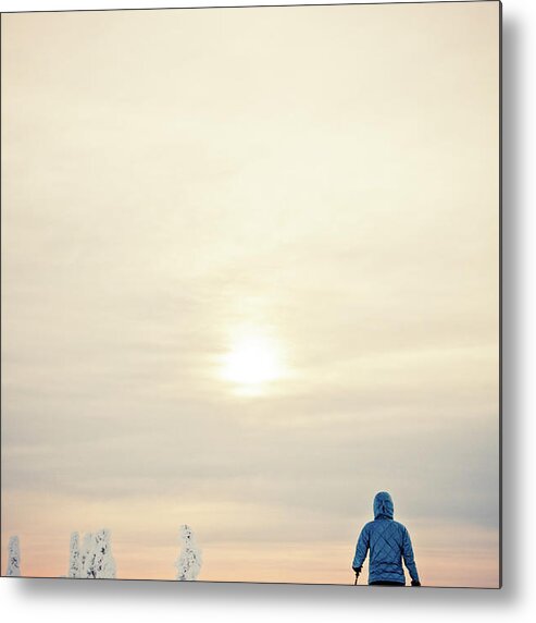 Skiing Metal Print featuring the photograph Backcountry Skier by Christopher Kimmel