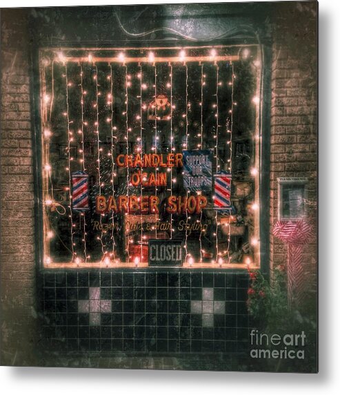 Christmas Metal Print featuring the photograph Christmas at the Barbershop in Canton Mississippi by T Lowry Wilson
