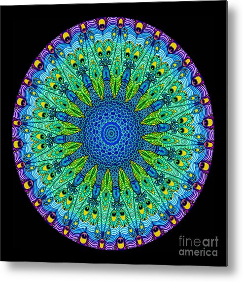 Abstract Metal Print featuring the photograph Kaleidoscope Peacock by Amy Cicconi