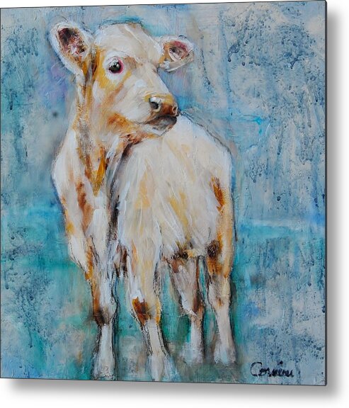 Cow Metal Print featuring the painting Loner by Jean Cormier