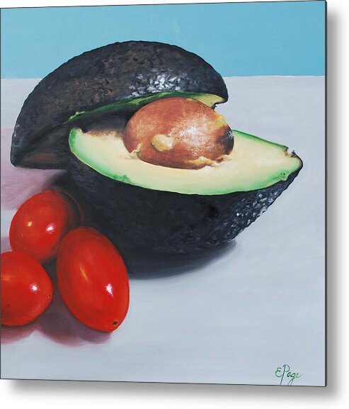 Realism Metal Print featuring the painting Avocado and Cherry Tomatoes by Emily Page