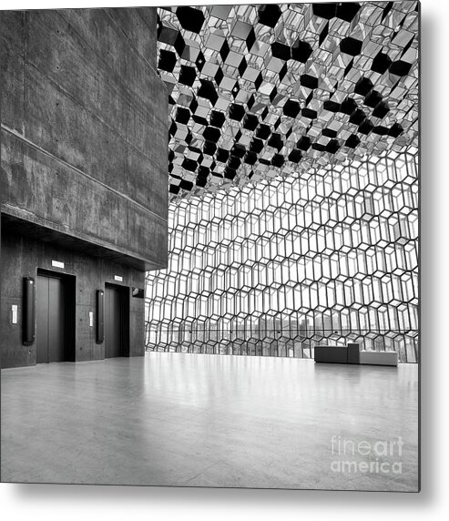 Architecture Metal Print featuring the photograph Harpa Interior, Reykjavik by David Bleeker