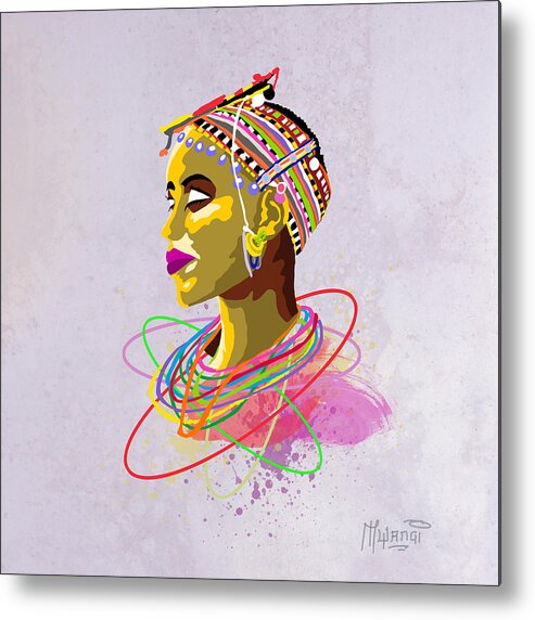 Men Metal Print featuring the painting Maasai Beauty by Anthony Mwangi