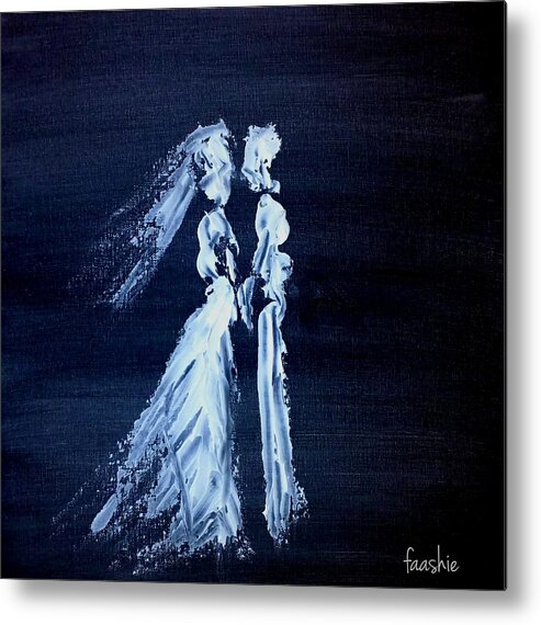 Man Metal Print featuring the painting Man and woman by Faashie Sha