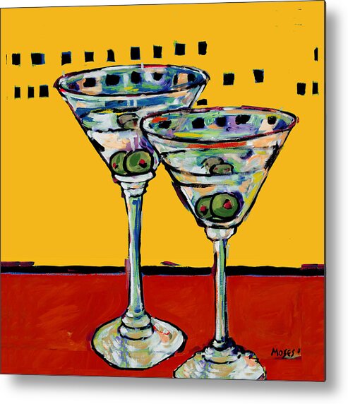 Martini Metal Print featuring the painting Martini on Yellow by Dale Moses
