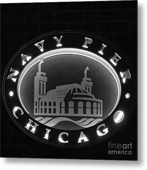 Chicago Metal Print featuring the photograph Navy Pier Chicago Sign by David Levin