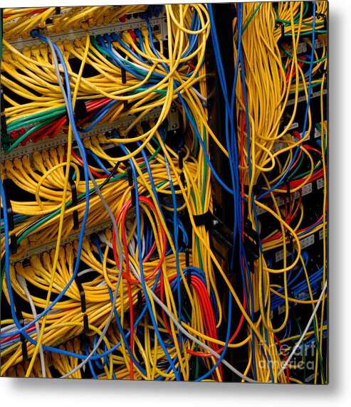 Network Metal Print featuring the photograph Network Cables by Amy Cicconi