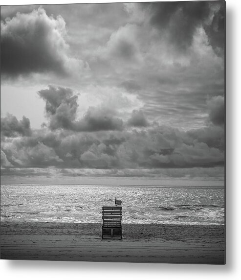 Beach Metal Print featuring the photograph Cloudy Morning Rough Waves by Steve Stanger