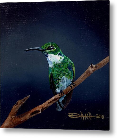 Birds Metal Print featuring the painting Emerald Hummer by Dana Newman