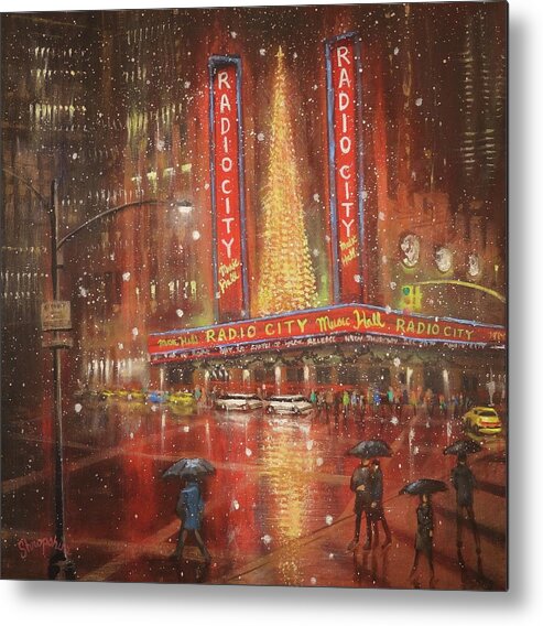 Radio City Music Hall Metal Print featuring the painting Radio City NYC by Tom Shropshire