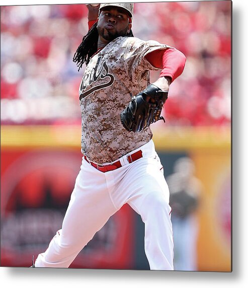 Great American Ball Park Metal Print featuring the photograph Johnny Cueto by Joe Robbins