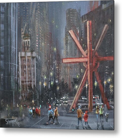 Milwaukee Metal Print featuring the painting Milwaukee Sculpture by Tom Shropshire