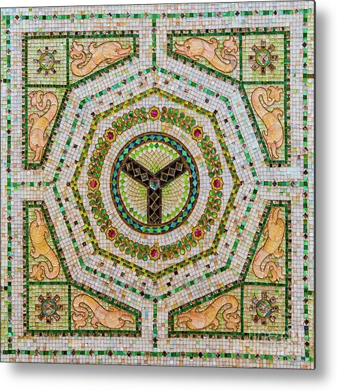 Art Metal Print featuring the photograph Chicago Cultural Center Ceiling with Y Symbol in Mosaic by David Levin