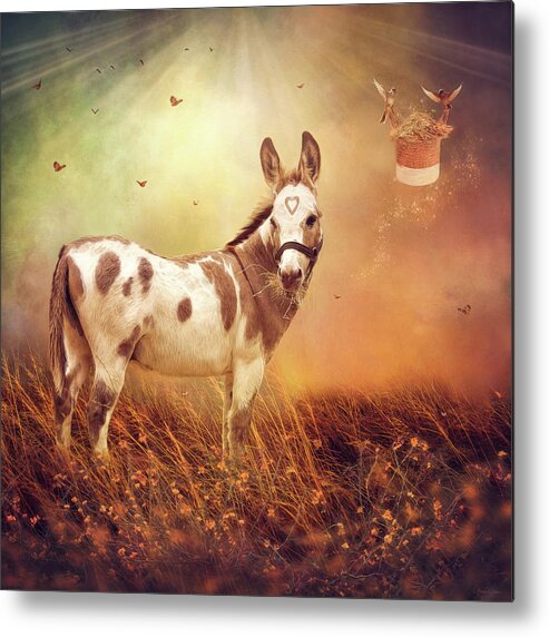 Donkey Metal Print featuring the digital art Friends in High Places by Nicole Wilde