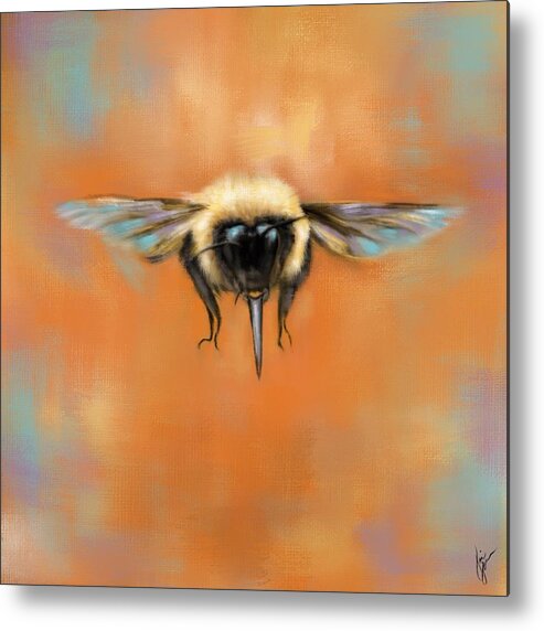 Bumble Bee Metal Print featuring the painting Just Bee by Jai Johnson