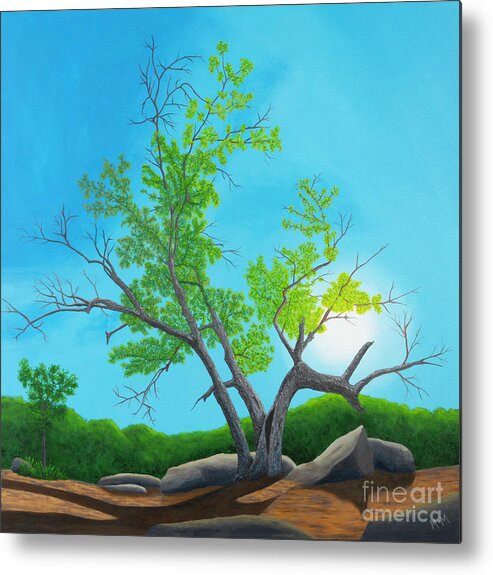 Tree Metal Print featuring the painting Quarry Tree by Garry McMichael