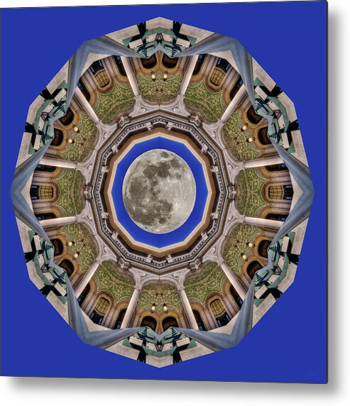 Uw Madison Metal Print featuring the photograph UW Madison Union Mandala Kaleidoscope view with full moon by Peter Herman