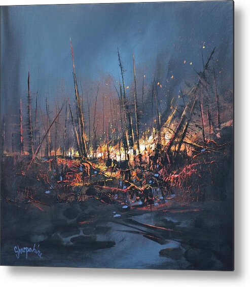 Fire Metal Print featuring the painting Wildfire by Tom Shropshire
