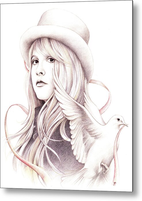 Stevie Nicks Metal Print featuring the drawing White Winged Dove by Johanna Pieterman