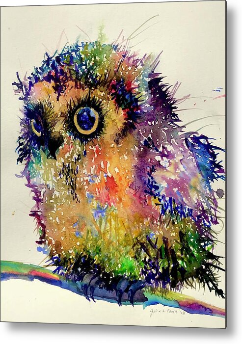 Owl Metal Print featuring the painting Atticus the Owl by Julia S Powell