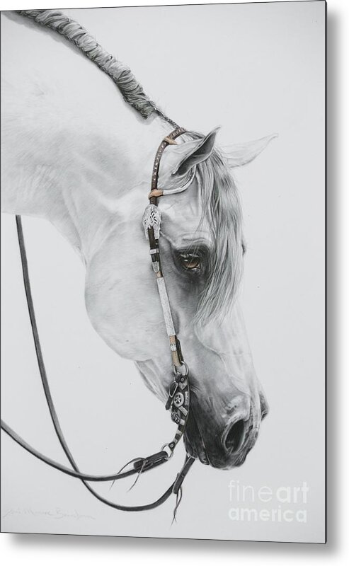 Grey Horse Metal Print featuring the pastel Sterling by Joni Beinborn
