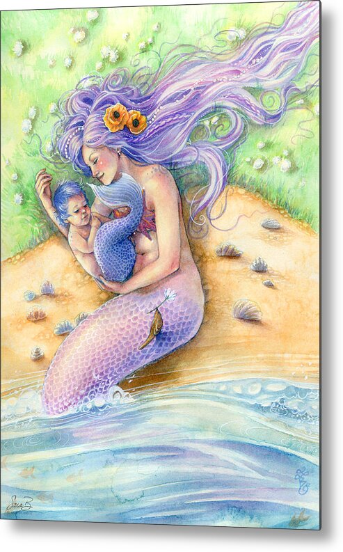 Mermaid Metal Print featuring the painting Sunkissed by Sara Burrier