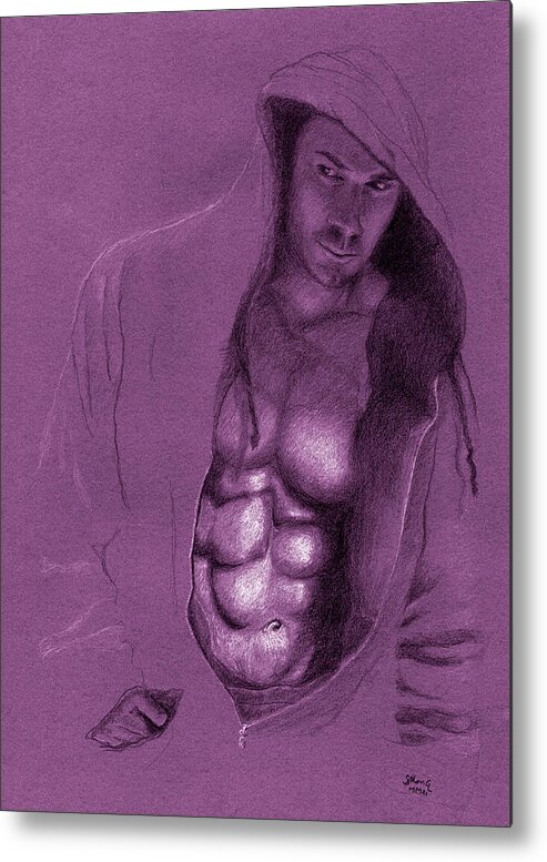 Six Pack Metal Print featuring the drawing Lurking #1 by Mon Graffito