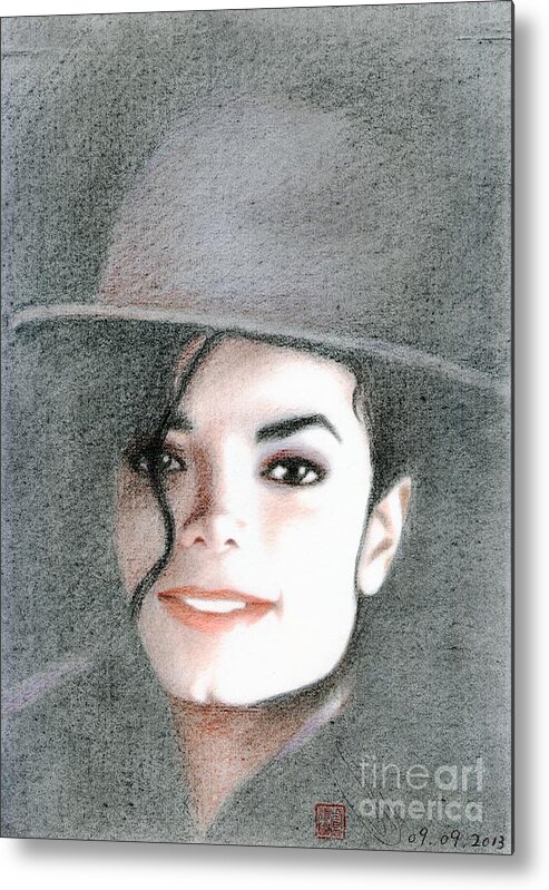 Greeting Cards Metal Print featuring the drawing Michael Jackson #Sixteen by Eliza Lo